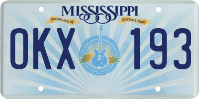 MS license plate OKX193