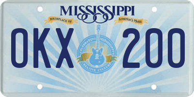 MS license plate OKX200