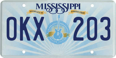 MS license plate OKX203
