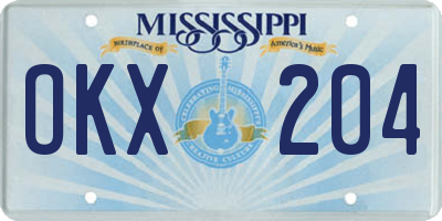 MS license plate OKX204