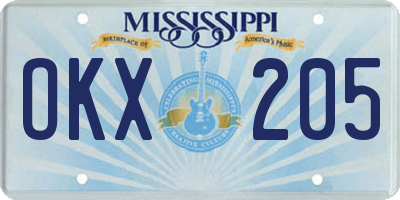 MS license plate OKX205
