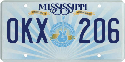 MS license plate OKX206