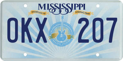 MS license plate OKX207