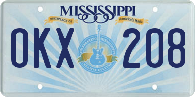 MS license plate OKX208