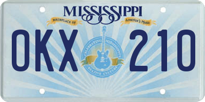 MS license plate OKX210