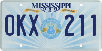 MS license plate OKX211