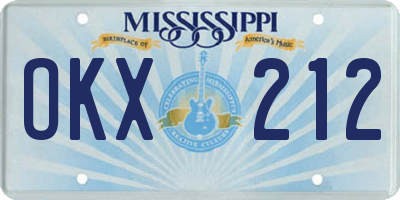 MS license plate OKX212