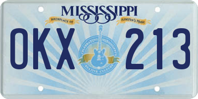 MS license plate OKX213