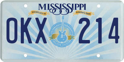 MS license plate OKX214