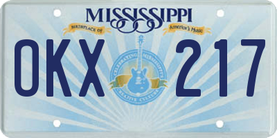 MS license plate OKX217