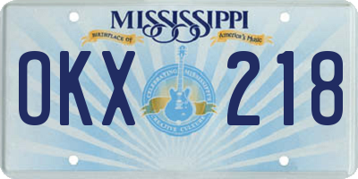MS license plate OKX218