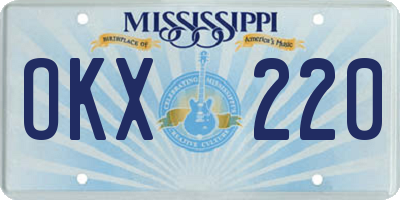 MS license plate OKX220