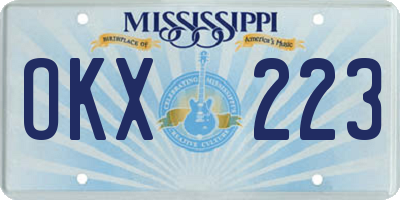 MS license plate OKX223