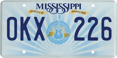 MS license plate OKX226