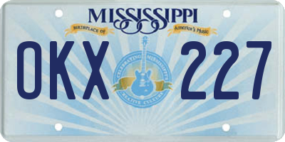 MS license plate OKX227