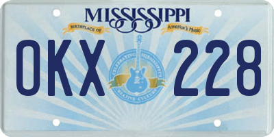 MS license plate OKX228