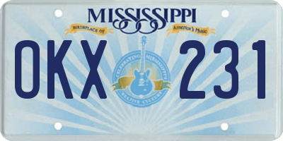 MS license plate OKX231
