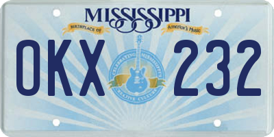 MS license plate OKX232