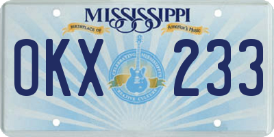 MS license plate OKX233