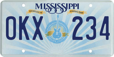 MS license plate OKX234