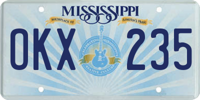 MS license plate OKX235