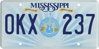 MS license plate OKX237
