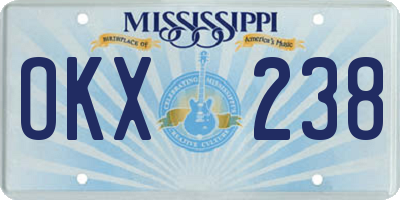 MS license plate OKX238