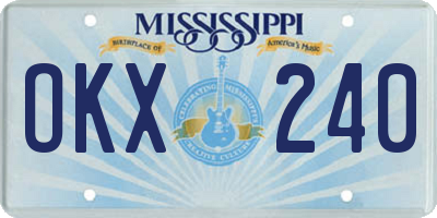 MS license plate OKX240