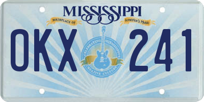 MS license plate OKX241