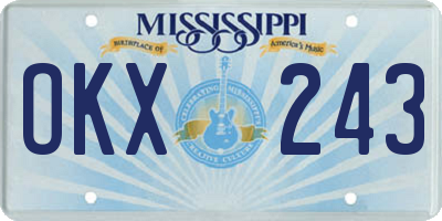 MS license plate OKX243