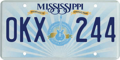 MS license plate OKX244