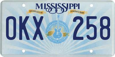 MS license plate OKX258
