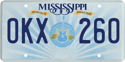 MS license plate OKX260