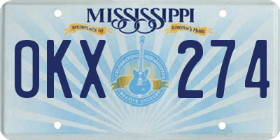 MS license plate OKX274