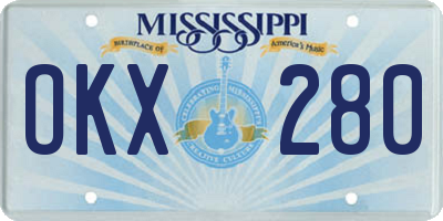 MS license plate OKX280