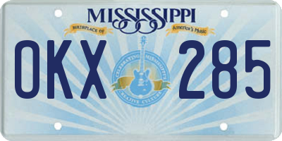 MS license plate OKX285