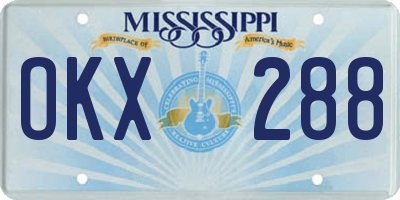 MS license plate OKX288