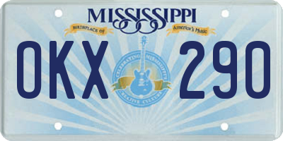 MS license plate OKX290
