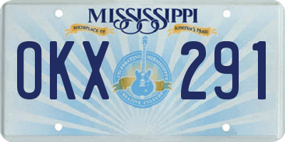 MS license plate OKX291