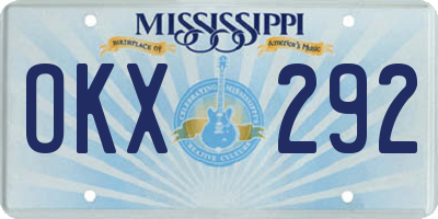 MS license plate OKX292