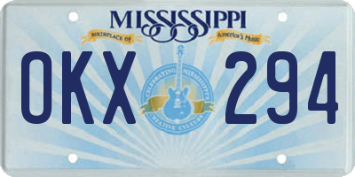 MS license plate OKX294
