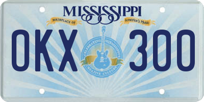 MS license plate OKX300