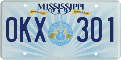 MS license plate OKX301