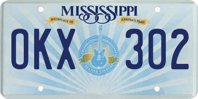 MS license plate OKX302
