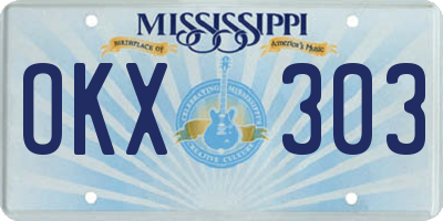 MS license plate OKX303