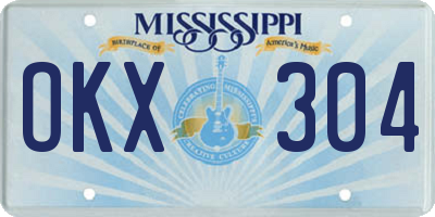 MS license plate OKX304
