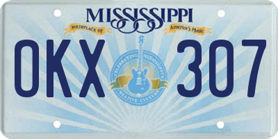 MS license plate OKX307
