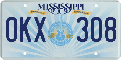 MS license plate OKX308