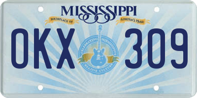 MS license plate OKX309