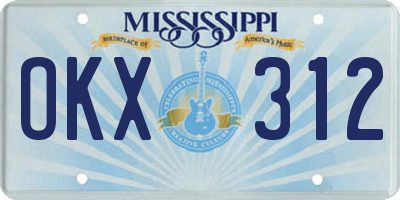 MS license plate OKX312